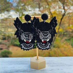 NC State Wolf Pack Beaded Statement Earrings